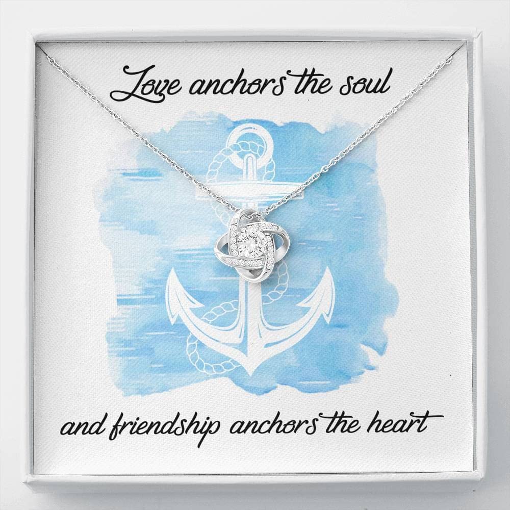 Personalized Love Knot Necklace with Heart Diamond Charm - Custom Engraved Message Card & Gift Box - Perfect for Thanksgiving, Christmas, Anniversary Gifts - Jewelry for Best Friend, Soulmate & Loved Ones