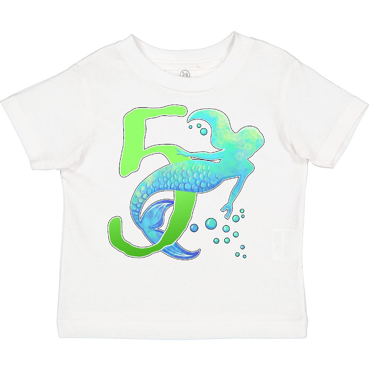 Inktastic Fifth Birthday Mermaid Toddler T-Shirt - Cute Girls' Mermaid Themed Birthday Outfit for 5 Year Olds - Perfect for Birthday Parties, Beach Vacations & Photo Shoots