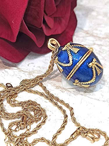 sapphire faberge egg necklace set