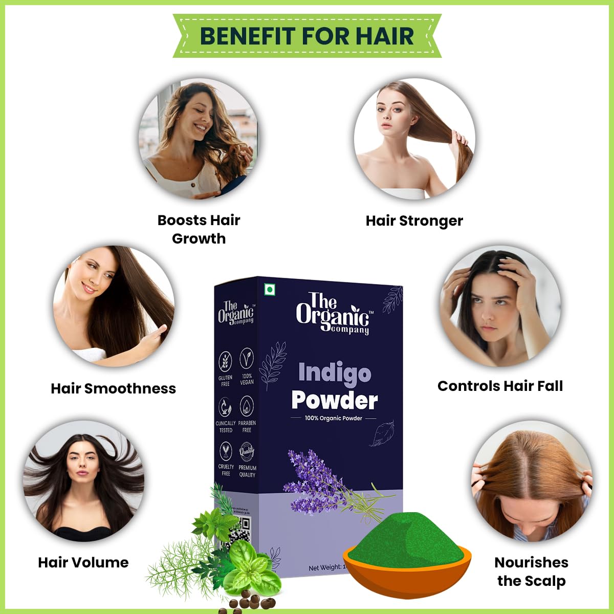 Organic Indigo Leaves Powder for Natural Black Hair Dye & Herbal Hair Growth - Indigofera Tinctoria Hair & Skin Care Treatment - Perfect for DIY Hair Packs, Henna Mixing, and Ayurvedic Hair Wash Rituals