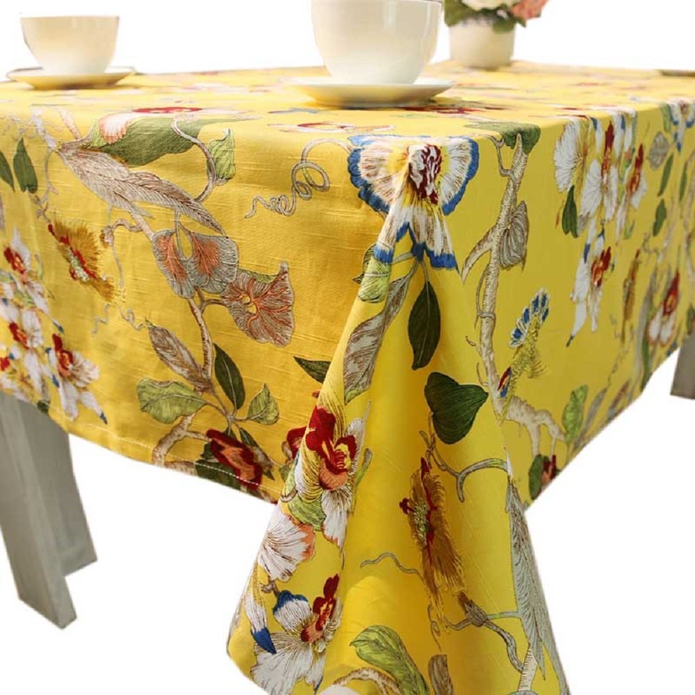 Bohemian Style 100% Cotton Printed Tablecloth - Flying Birds Design Rectangular Table Cover 55
