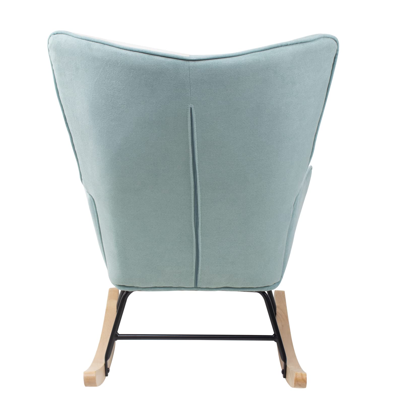 HomVent Upholstered Rocking Chair - Mid Century Modern Fabric Rocker with Tall Back & Wood Base | Comfortable Nursery Chair & Accent Armchair for Adults & Kids | Perfect for Living Room, Bedroom, Nursery & Relaxation Spaces