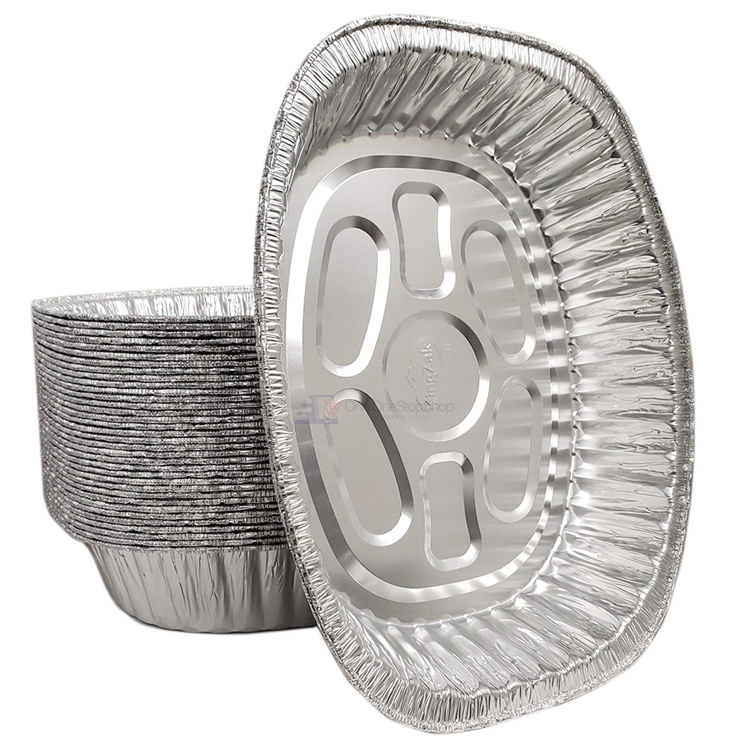 100-Pack Heavy-Duty Disposable Oval Roasting Pans - Extra Large Aluminum Foil Turkey Roaster for Chicken, Meat & Brisket - Perfect for Baking, Roasting & Holiday Cooking - Durable, Deep & Recyclable - Ideal for Thanksgiving, Christmas & Large Family Gatherings