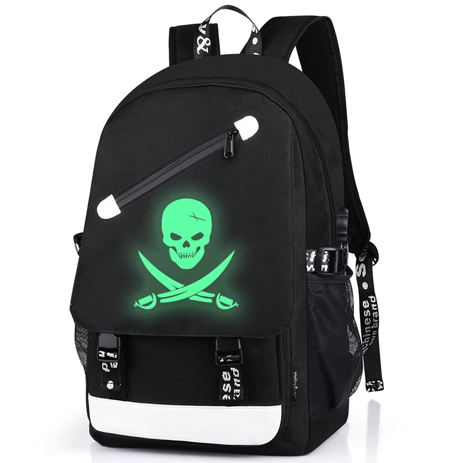 Anime Skull Backpack for Boys - Glow in The Dark School Bookbag for Teens | Perfect for School, Travel & Cosplay