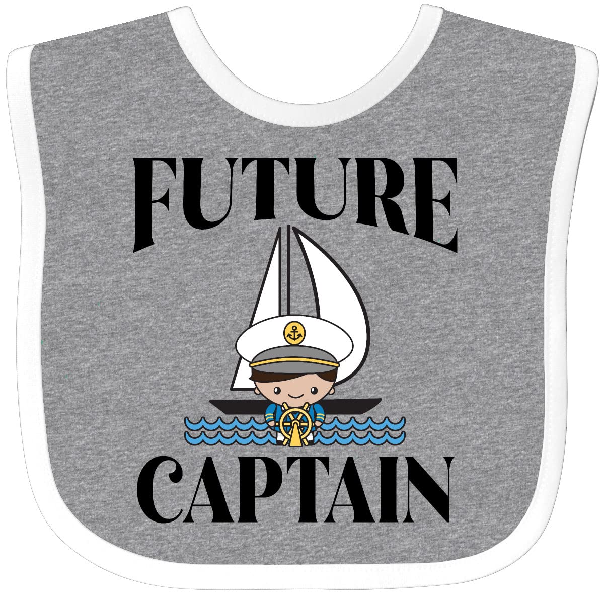 Inktastic Adorable Baby Boy Sailing Captain Outfit - Cute Nautical Themed Bib for Infants - Perfect for Feeding, Photo Shoots & Special Occasions