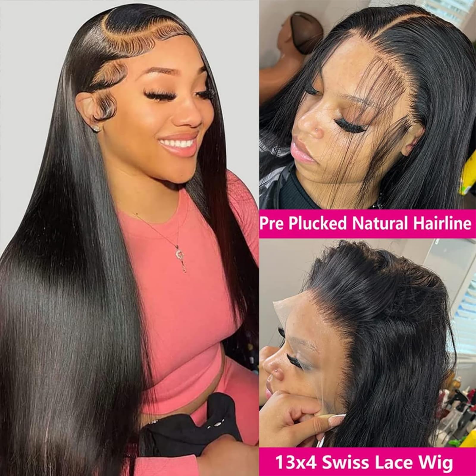 13x4 HD Lace Front Wig Human Hair - Brazilian Virgin Hair, Pre-Plucked with Baby Hair, 150% Density Straight Glueless Lace Closure Wig for Black Women (26 Inch) - Perfect for Daily Wear, Parties, and Special Occasions