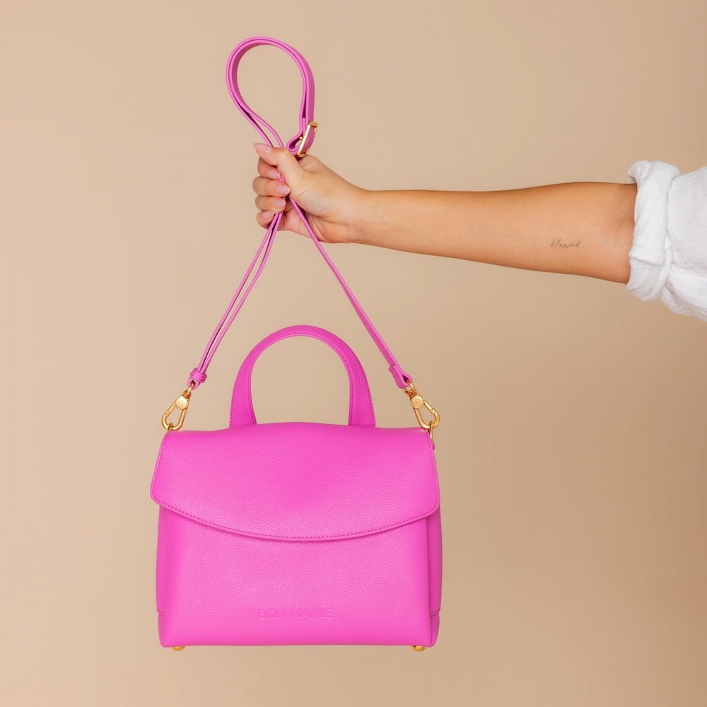 Tryhard Leather Crossbody Bag for Women - Stylish Fuchsia Pink Shoulder Purse - Perfect for Travel, Shopping & Everyday Use