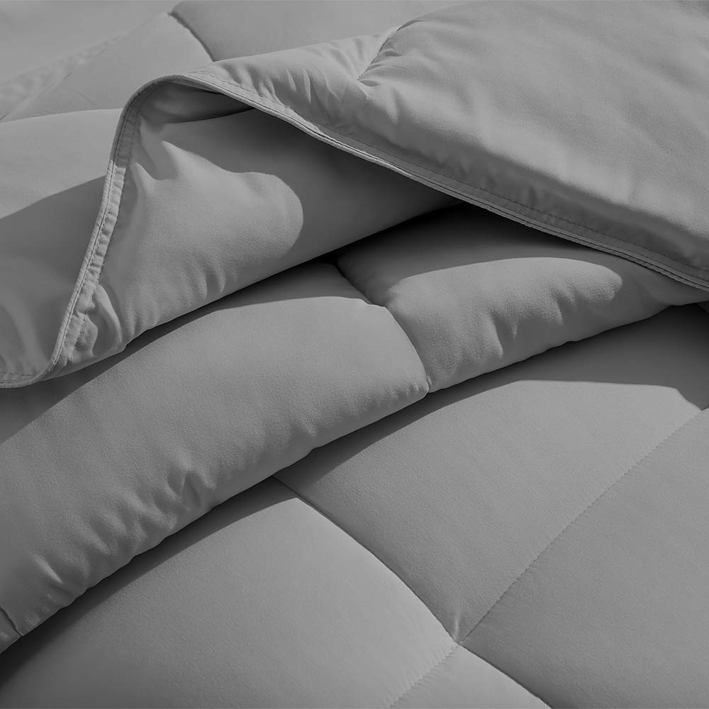 Organic Cotton 500 GSM Quilted Duvet Insert - Lightweight Down Alternative Comforter for King/Cal King Size (Silver Grey) | Hypoallergenic & Breathable Bedding for All Seasons