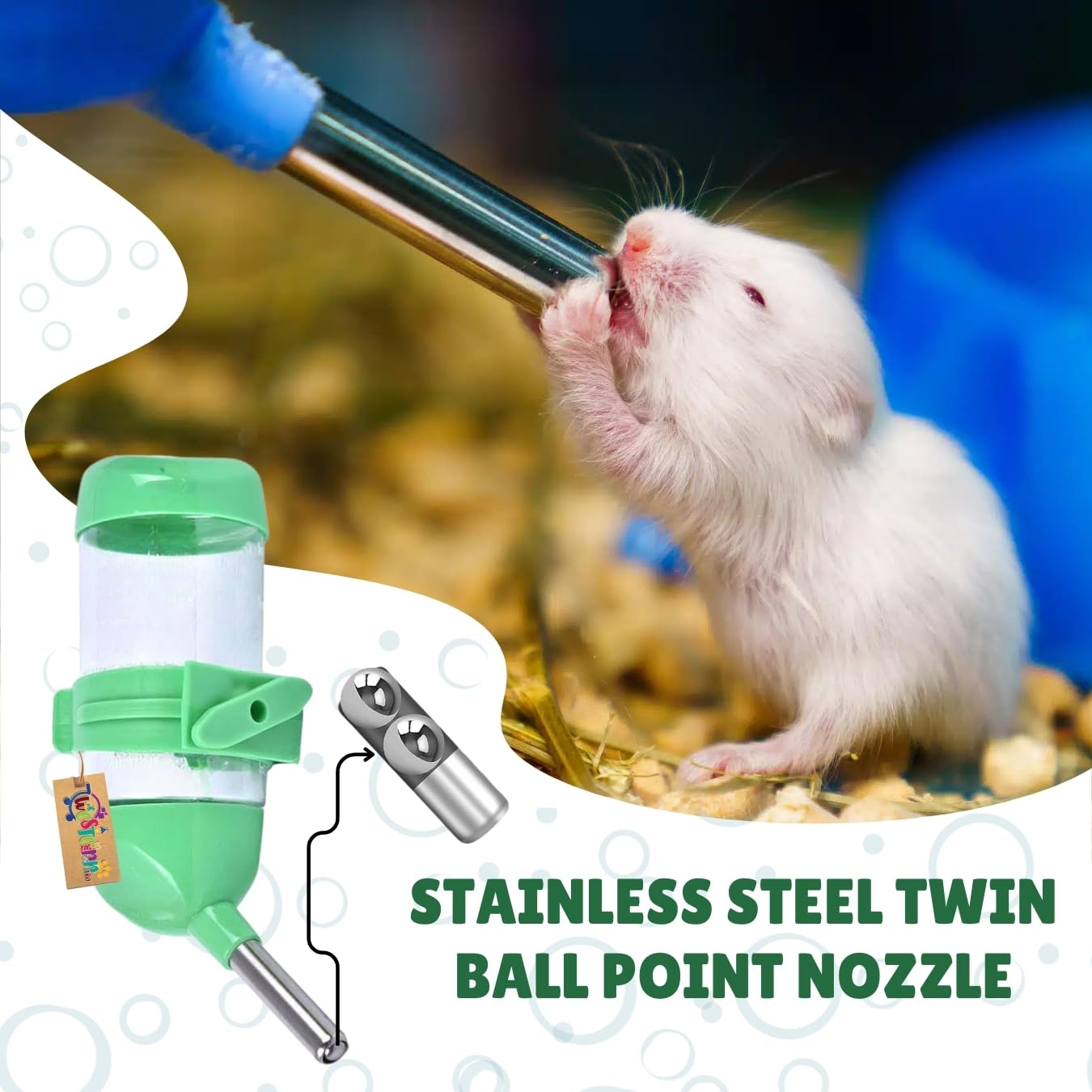 Western Era 80ml Hamster Water Bottle - Leak-Proof Small Pet Water Dispenser with BPA-Free Materials for Hamsters, Gerbils & Mice - Perfect for Cages, Habitats & Travel Use