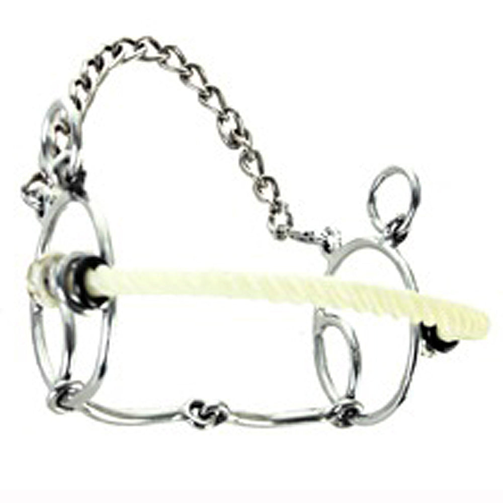 5 1/2 Inch Hilason Stainless Steel Horse Bit with Rope Curb Chain and Divided Rings - Durable Equestrian Training Gear for Western Riding & Horseback Training