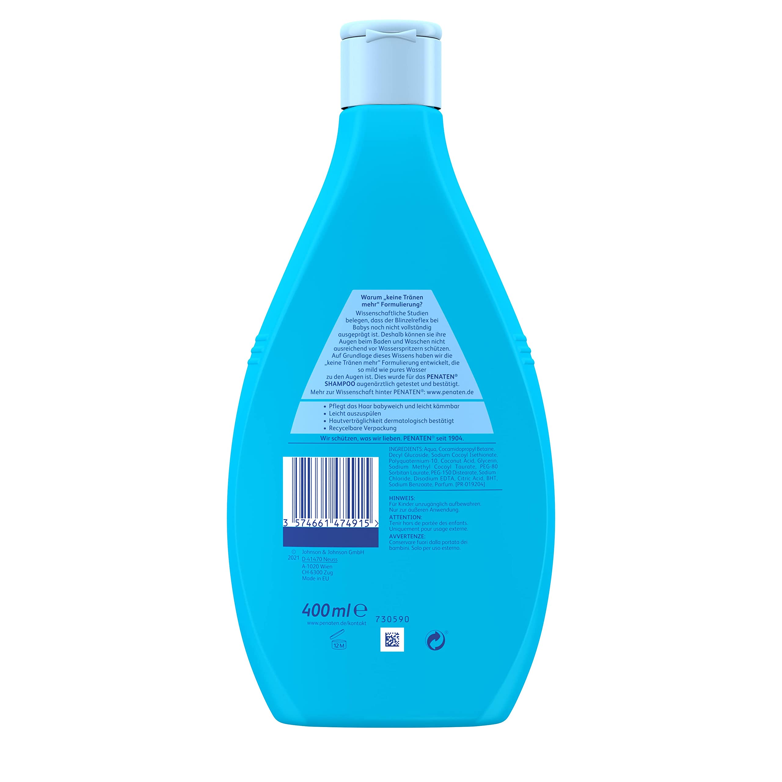 Penaten Extra Mild Baby Shampoo 400ml - Gentle Cleansing for Newborns & Sensitive Skin - Perfect for Daily Bath Time & Baby Hair Care