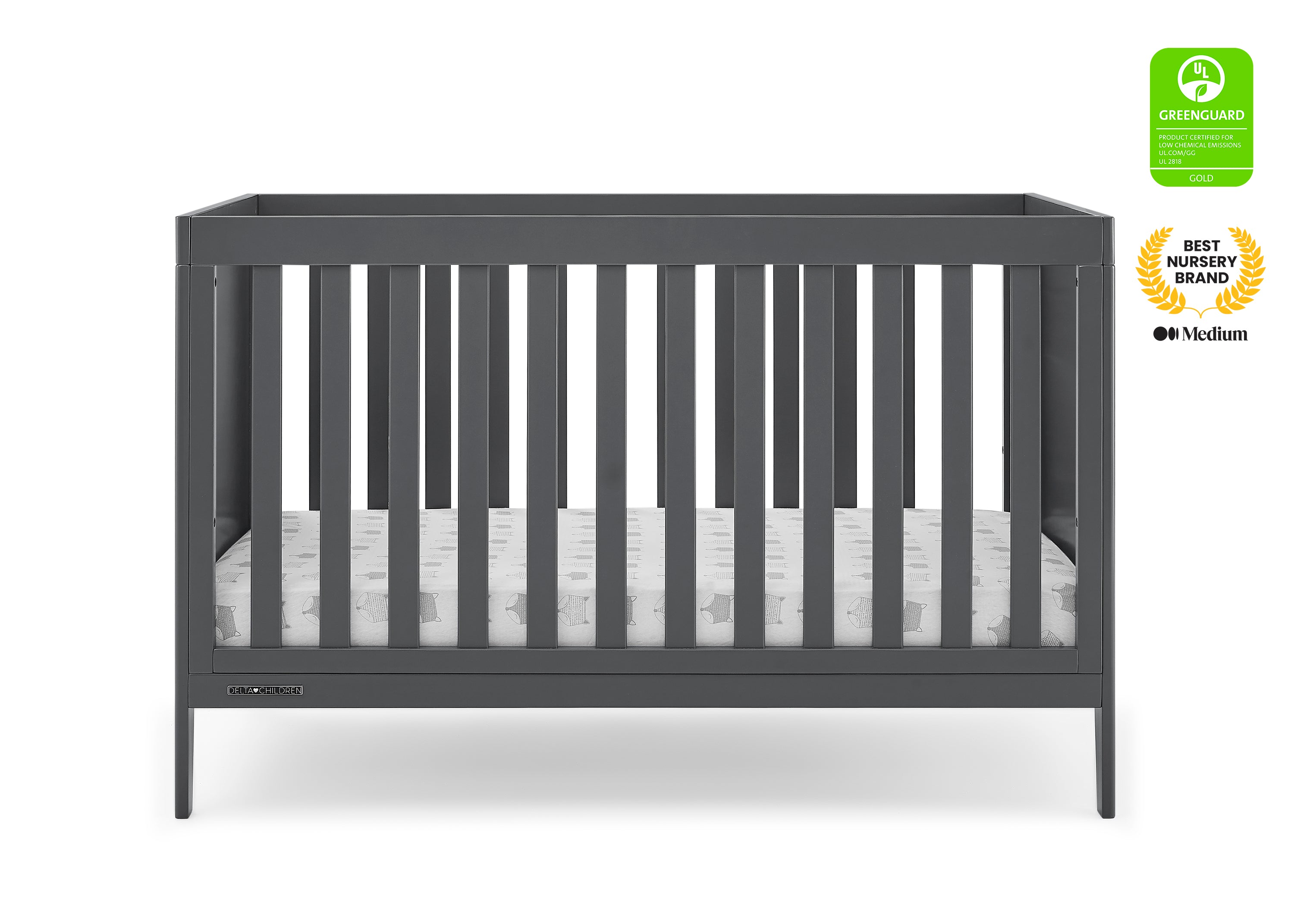 Hayes 4-in-1 Convertible Baby Crib - White Nursery Furniture for Newborn to Toddler Bed | Perfect for Modern Nursery, Bedroom & Daycare Centers