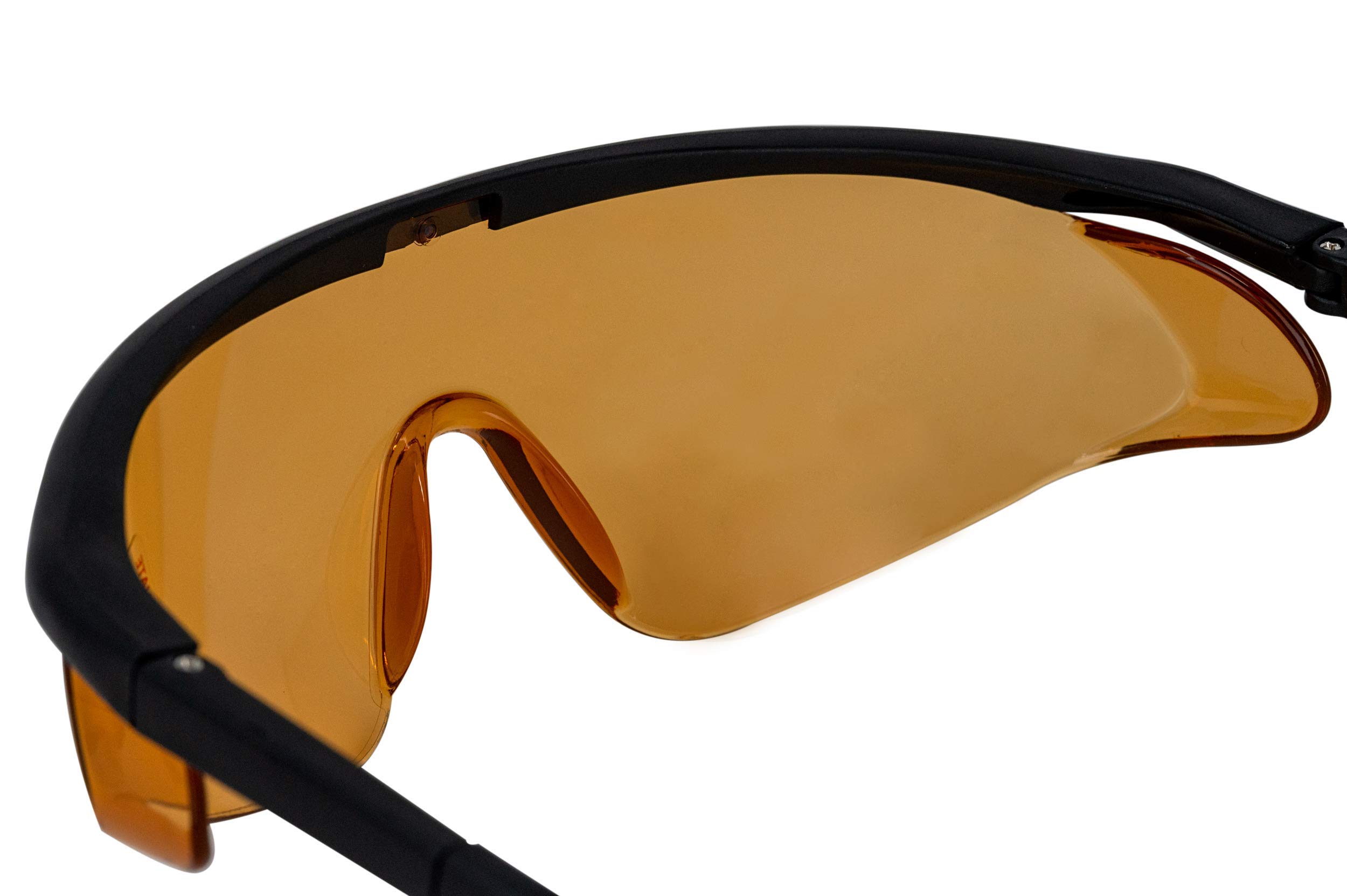 Simone Safety Glasses – Orange & Black Wrap Around Anti-Scratch Anti-Fog Lenses with UV Protection & Blue Light Blocking | ANSI Z87 Certified, Adjustable Temples, Built-in Side Shields, OTG Compatible | Perfect for Construction, Lab Work, Woodworking & Outdoor Activities