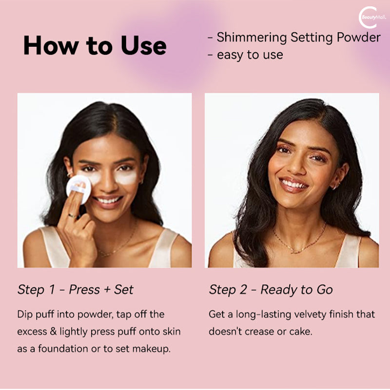 MLSMILE Shimmering Setting Powder - Translucent Loose Finishing Powder for Face, Oil Control & Pore Minimizing - Perfect for Makeup Setting, Baking & All-Day Wear (0.35oz) | Great for Daily Use, Special Occasions & Photography Makeup
