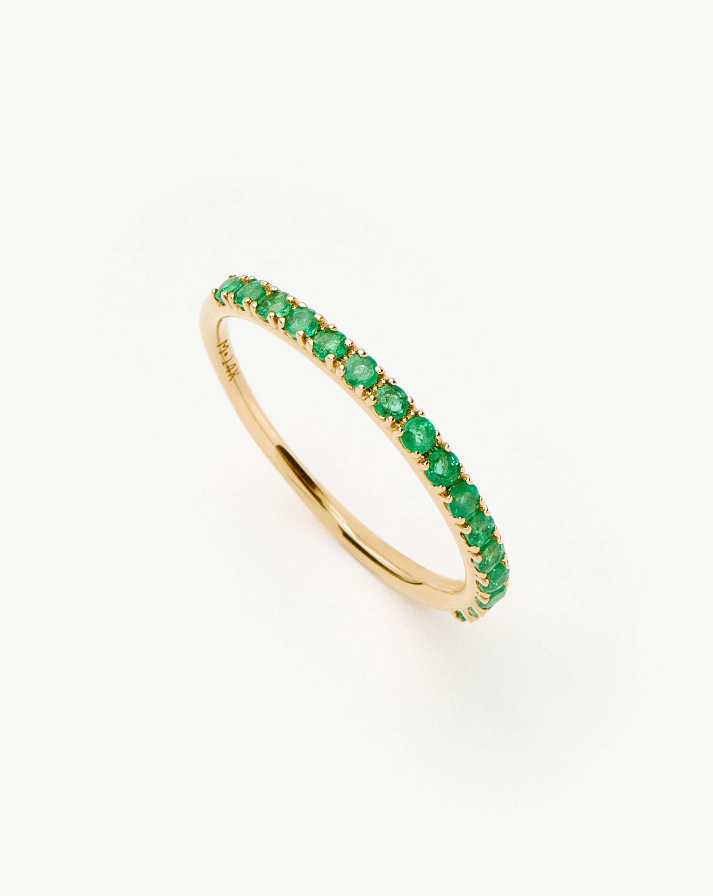 Exquisite 14K Gold Half Emerald Eternity Ring for Women - Elegant Wedding Band, Anniversary Gift & Everyday Jewelry for Special Occasions