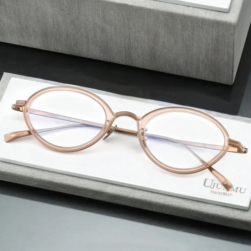 Aror Unisex Full Rim Small Oval Titanium Acetate Eyeglasses Frame 41075 - Lightweight & Durable for Work, Reading & Everyday Wear