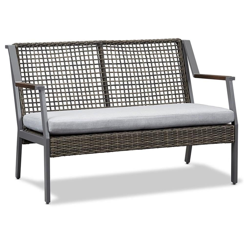 Home Square 2 Piece Patio Set - Gray Loveseat & Large Propane Fire Table for Outdoor Living, Backyard Relaxation, and Garden Gatherings