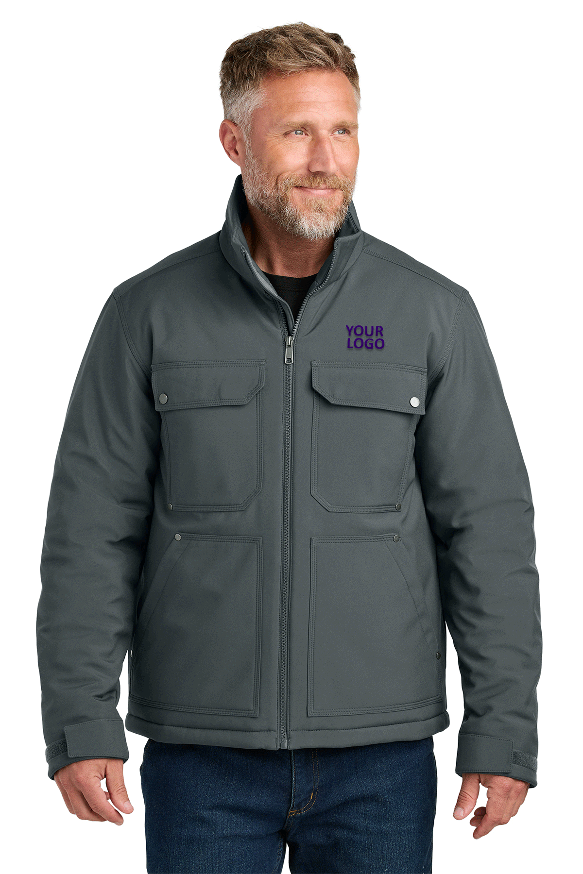 CornerStone Insulated Workwear Custom Soft Shell Jacket - Iron Grey - Durable & Warm for Outdoor Work, Construction, and Winter Activities