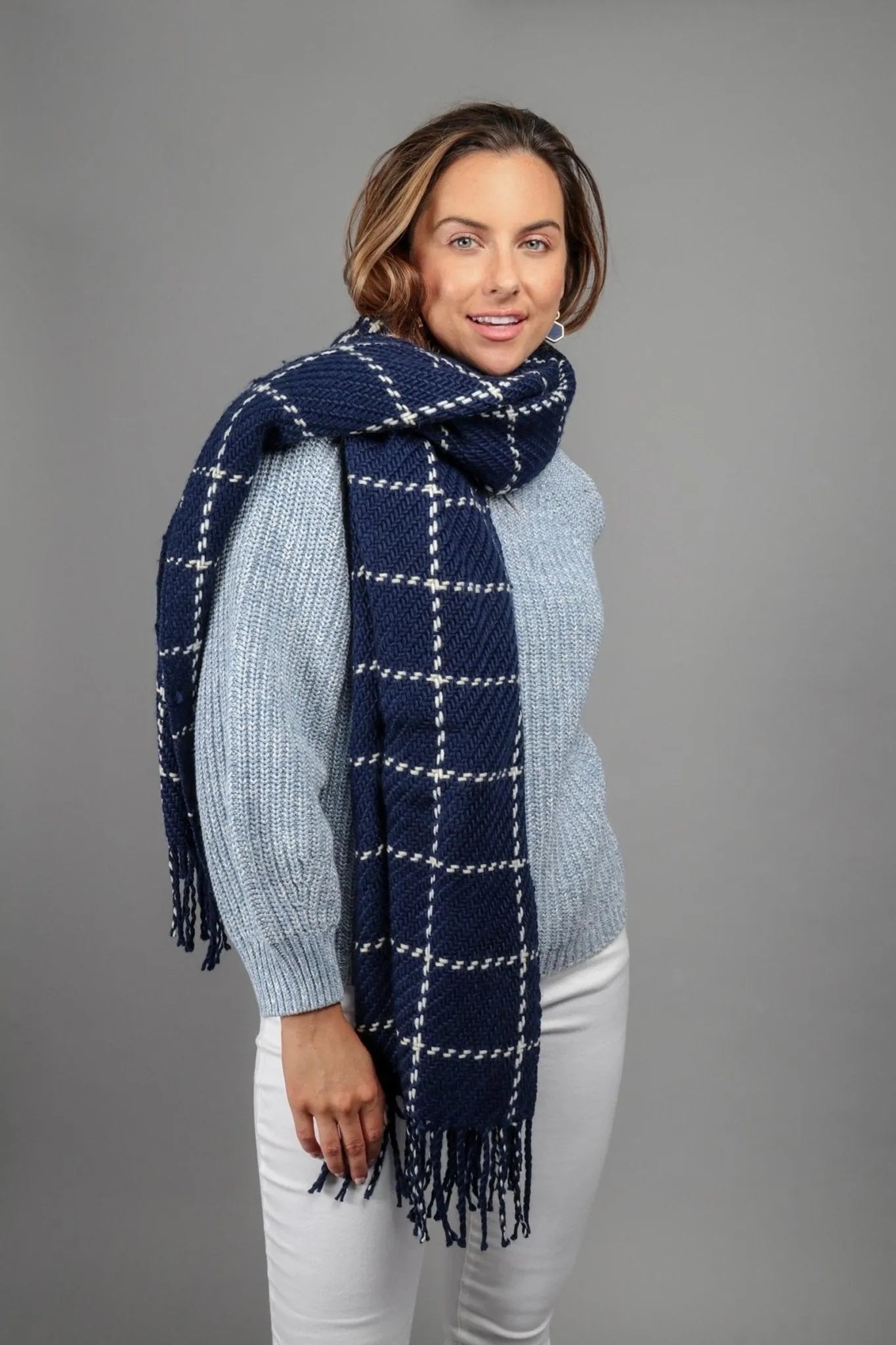 Stylish Stitched Plaid Scarf for Women & Men - Soft Winter Fashion Accessory - Perfect for Cold Weather, Outdoor Activities & Holiday Gifts