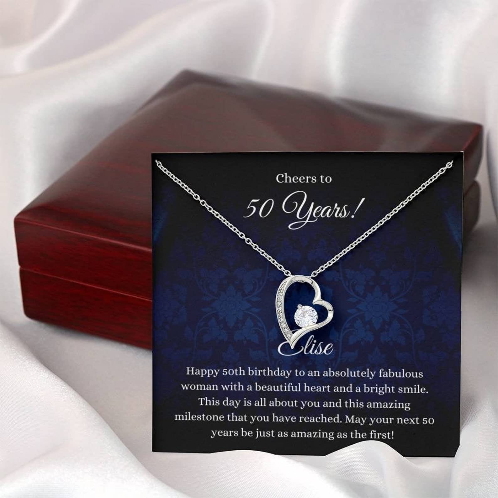 50th Birthday Necklace for Women - Forever Love Jewelry Gift with Message Card, Perfect for Her Milestone Celebration, Anniversary, or Mother's Day