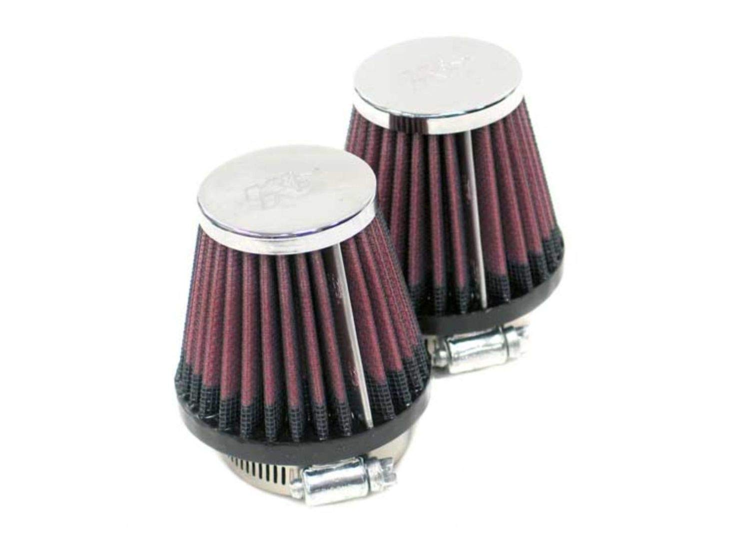 K&N RC-1252 High Performance Washable Air Filter - Universal Clamp-On Design, 2.25