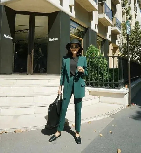 Professional Women's Pantsuit for Realtors - Business Formal Office Wear & Client Meetings - Comfortable Stretch Blazer & Dress Pants Set for Real Estate Agents