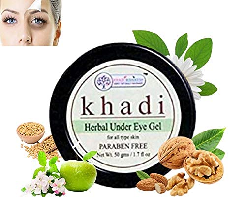 KHADI RISHIKESH Herbal Under Eye Gel for Dark Circles - Brightening & Glowing Eye Cream for Women & Men, SLS & Paraben Free (50g) with Free Keychain | Reduce Puffiness & Dark Circles for Fresh, Youthful Look | Perfect for Daily Skincare Routine & Travel