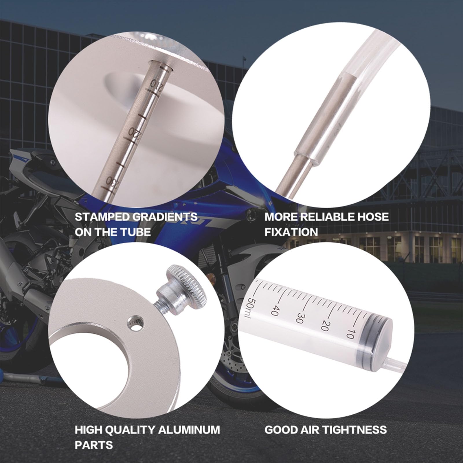 Motorcycle Fork Oil Level Tool Kit - Adjustable Fork Oil Gauge & Suspension Tuning Syringe with Shock Adjuster for Motorcycle Maintenance & Repair | Perfect for DIY Bike Servicing & Fork Oil Level Measurement