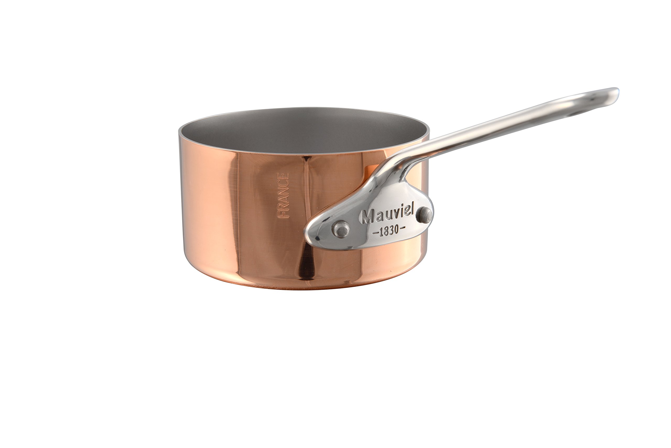 Mauviel M'Minis 3.5-inch Polished Copper & Stainless Steel Sauce Pan with Cast Handle - Professional French Cookware for Sauces, Melting Chocolate & Caramelizing Onions