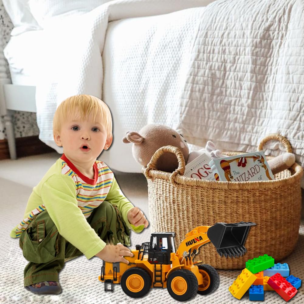 1/35 Scale Large Wheeled Loader Heavy Duty Construction Vehicle - Metal Bulldozer Toy for Kids, Realistic Engineering Vehicle for Outdoor Sandbox Play & Birthday Gift for Toddler Boys | Perfect for Construction Pretend Play, Sandbox Activities & STEM Learning
