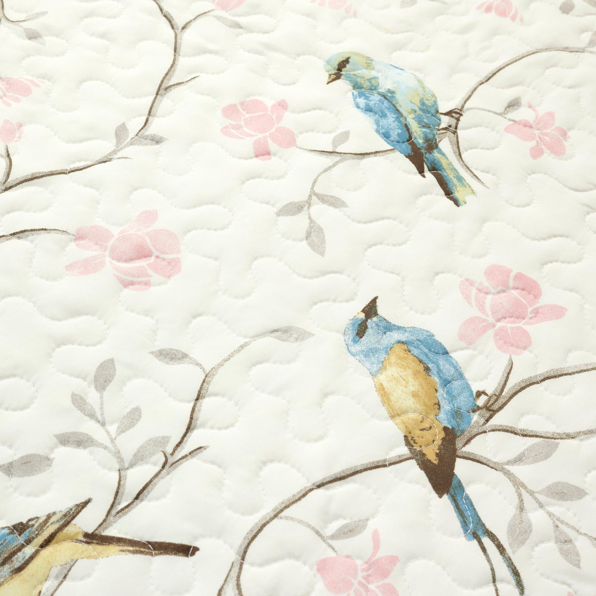 Botanical Bird & Flower Quilt 3-Piece Bedding Set - Soft Floral Duvet Cover with Pillow Shams for Cozy Bedroom Decor