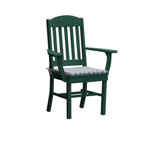 A & L Furniture Classic Dining Chair with Arms - Sturdy Wooden Dining Room Chair for Kitchen, Restaurant, and Home Decor