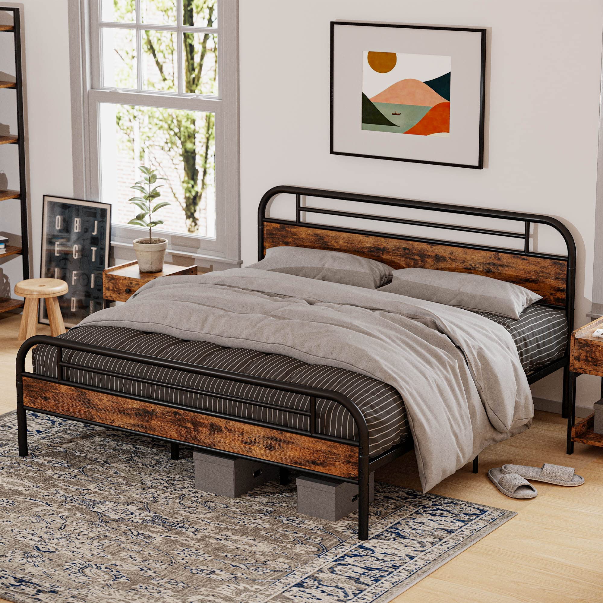 LIKIMIO King Size Bed Frame with Headboard - Sturdy Platform Bed Frame, Easy Assembly, No Box Spring Needed, Noise-Free - Perfect for Master Bedroom, Guest Room & Modern Home Decor