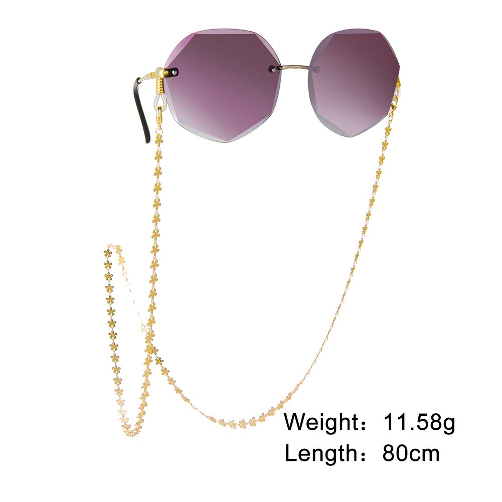 LIKGREAT Women's Stainless Steel Flower Shaped Glasses Chain - Adjustable Eyeglass Holder for Reading Glasses & Sunglasses | Perfect for Reading, Driving, and Outdoor Activities