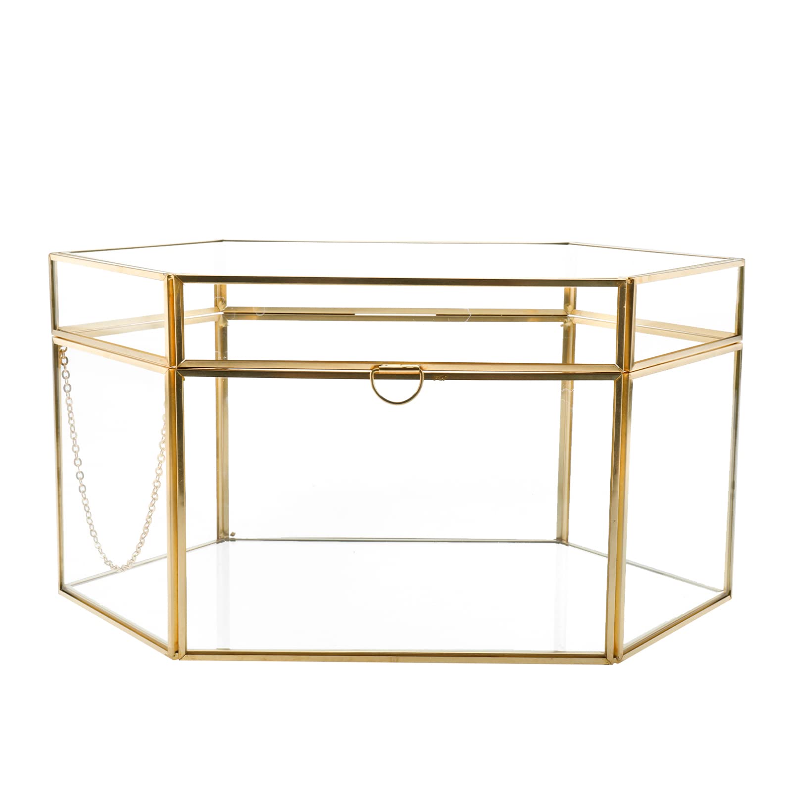 Handmade Clear Glass Display Box - Large Gold Terrarium for Wedding Crown, Reception Cards, Wishing Well & Keepsakes | Perfect for Wedding Decor, Gift Display & Home Decor