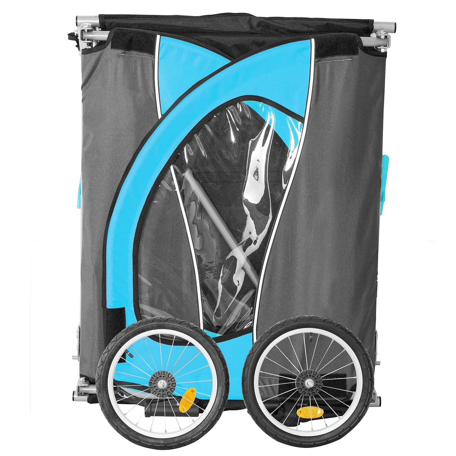 VEVOR Foldable Bike Trailer for Kids & Toddlers - 60 lbs Capacity, Universal Bicycle Coupler, Carbon Steel Frame with Canopy - Blue & Gray - Perfect for Family Rides, Outdoor Adventures & Grocery Hauling