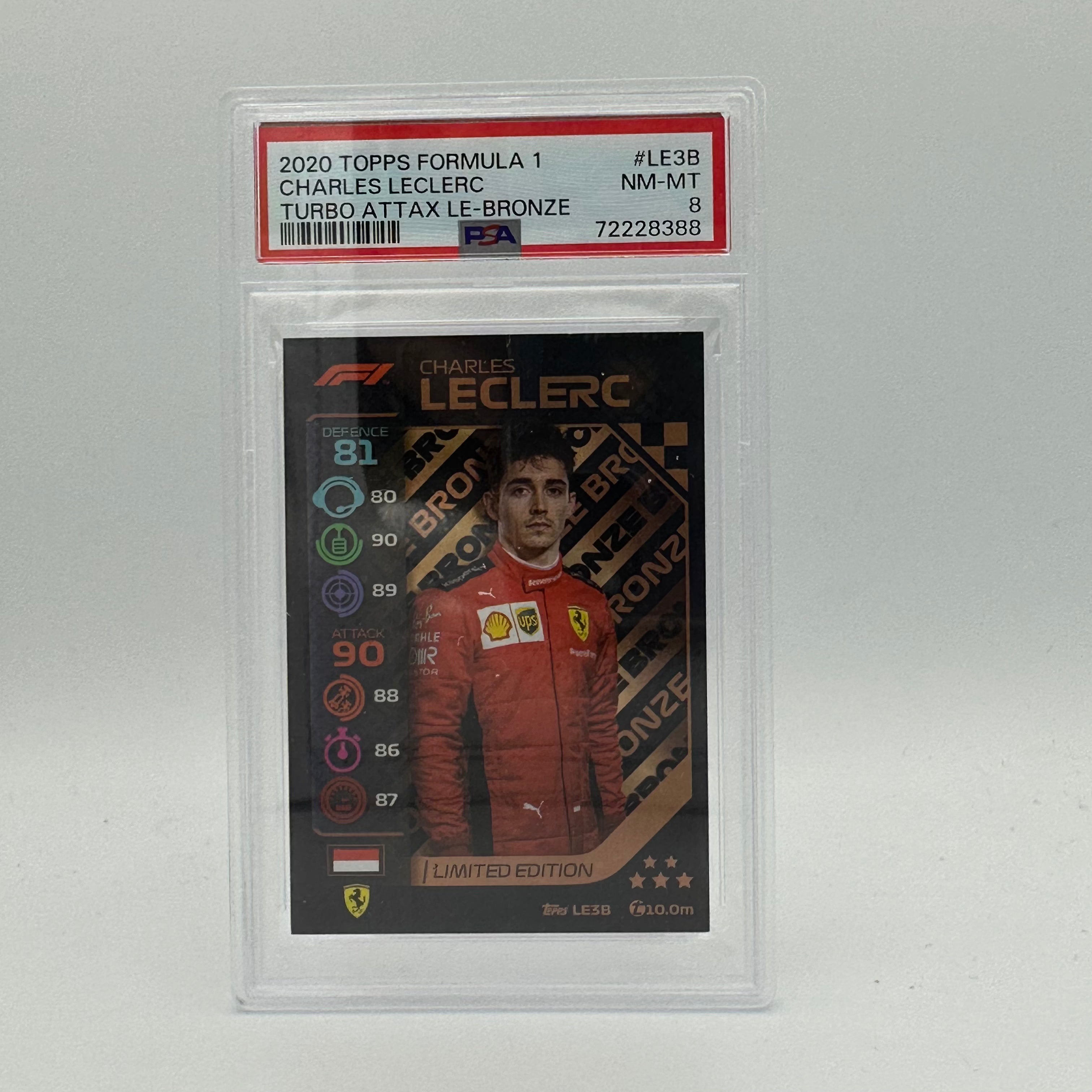 PSA 8 Graded CHARLES LECLERC #LE3B Limited Edition Bronze Trading Card - Perfect for F1 Collectors & Motorsport Memorabilia Enthusiasts