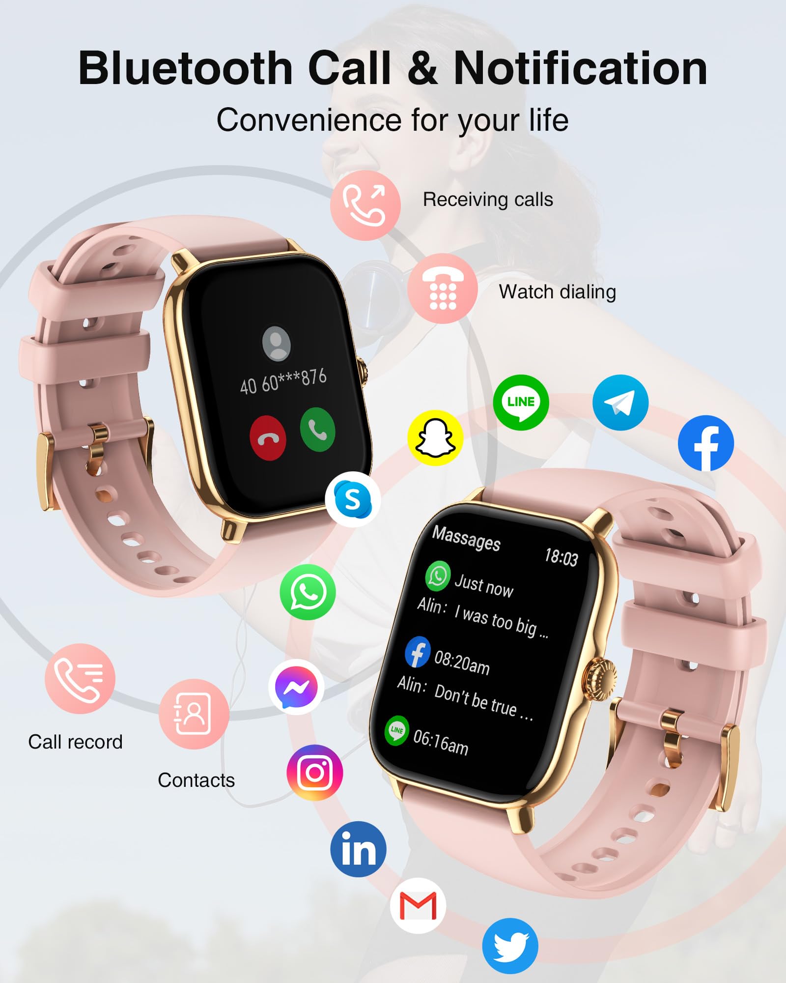 Smart Watch for Women with Bluetooth Calling - 1.85