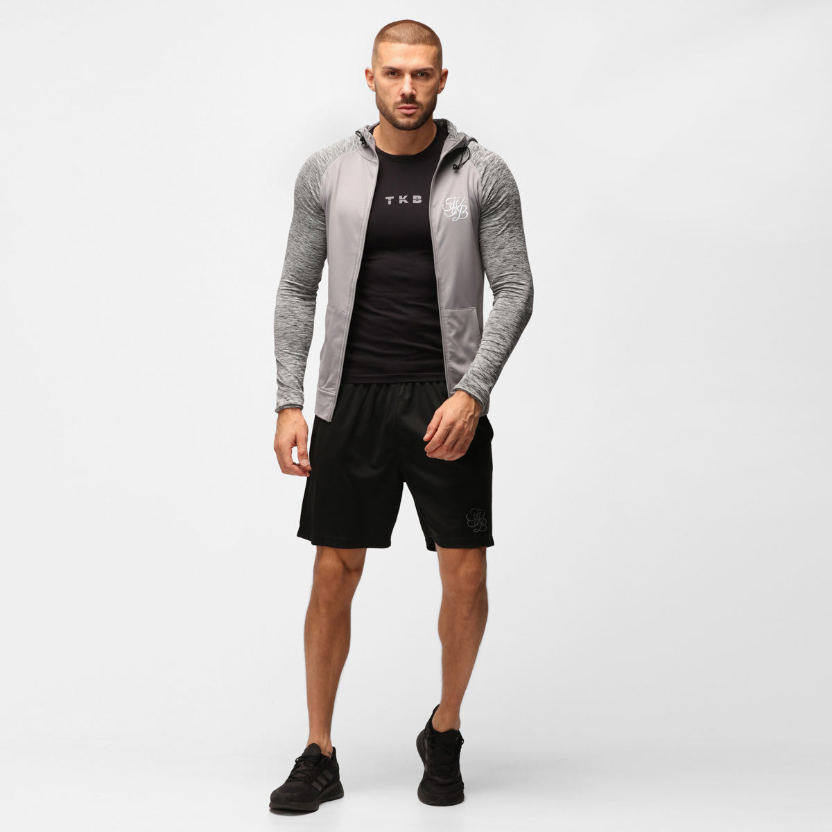 TKB Men's Grey Melange Zip-Up Hoodie - Stylish & Comfortable Pullover for Casual Wear, Gym, and Outdoor Activities