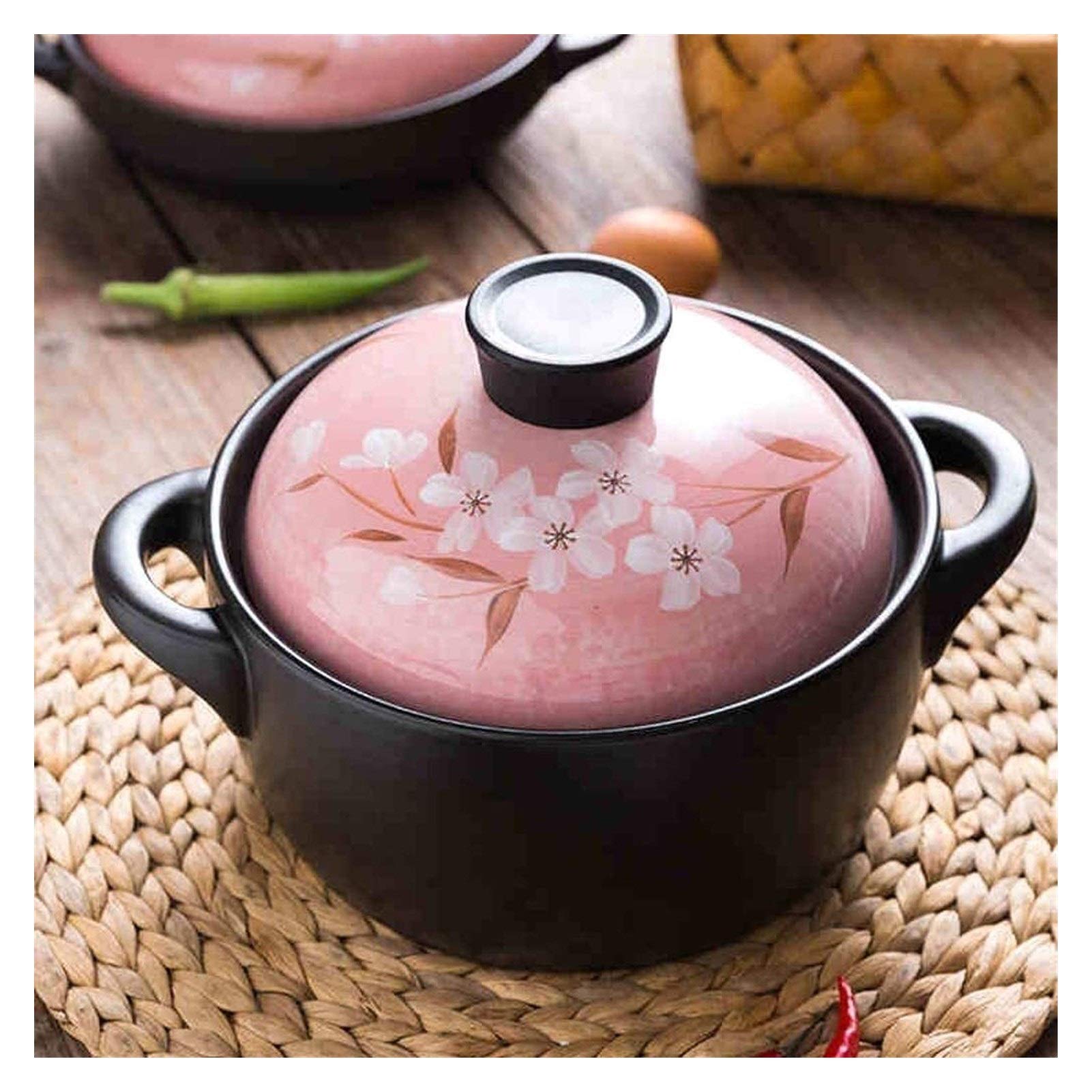 Premium Ceramic Casserole Pan with Lid - Nonstick Japanese Hot Pot, Stew Pot & Stockpot for Soup, Porridge & Chicken - Oven & Stovetop Safe (Gas/Electric) - Perfect for Home Cooking, Family Meals & Entertaining