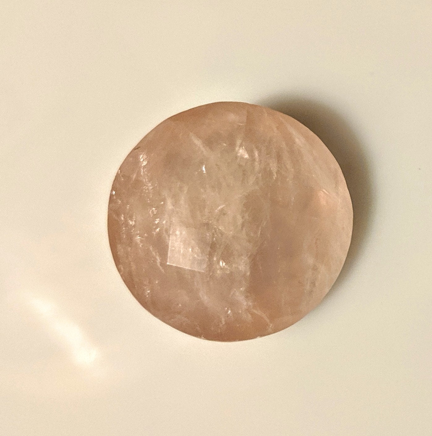 62ct Natural Genuine Rose Quartz Gemstone - 26mm Round Checkerboard Cut Faceted Translucent Stone - Large Size Mined in USA - Perfect for Jewelry Making, Crystal Healing & Spiritual Decor