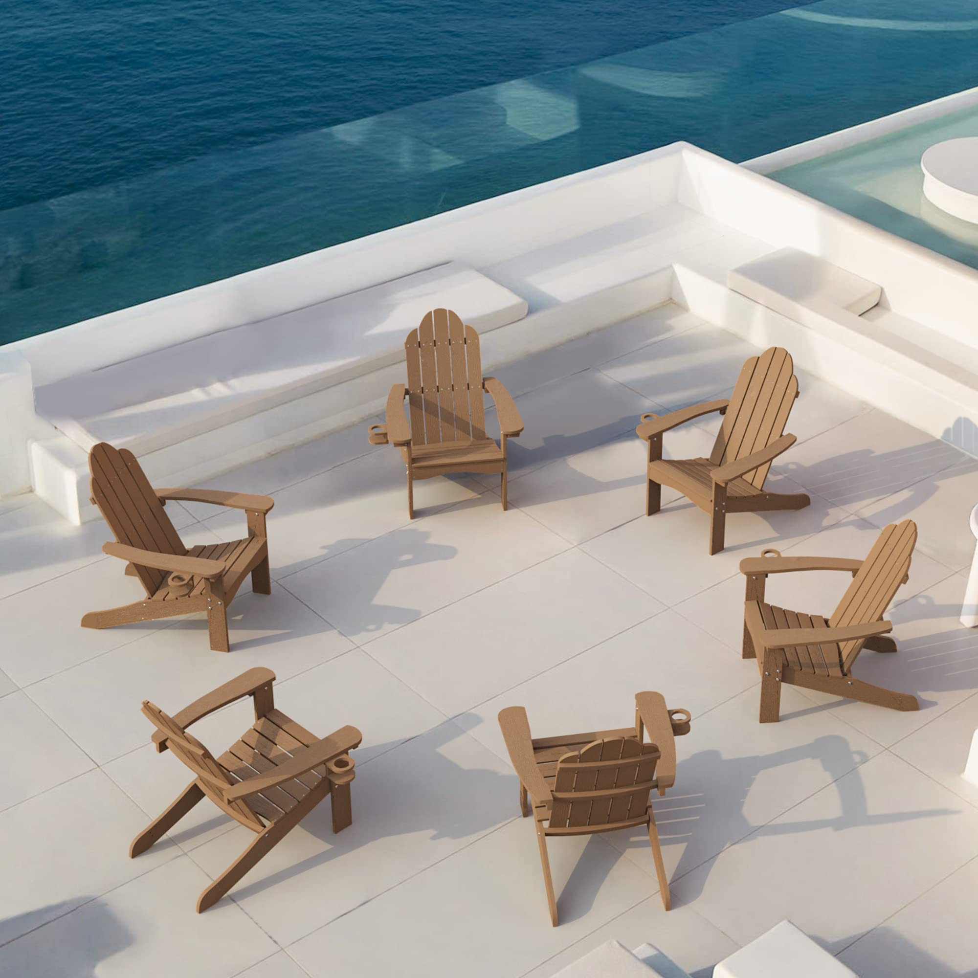 Premium LUE BONA HDPS Adirondack Chairs Set of 2 - Heavy Duty 350LBS Capacity Weather-Resistant Outdoor Plastic Chairs with Cup Holder for Patio, Deck, Porch & Backyard - Perfect for Camping, BBQ & Fire Pit Relaxation