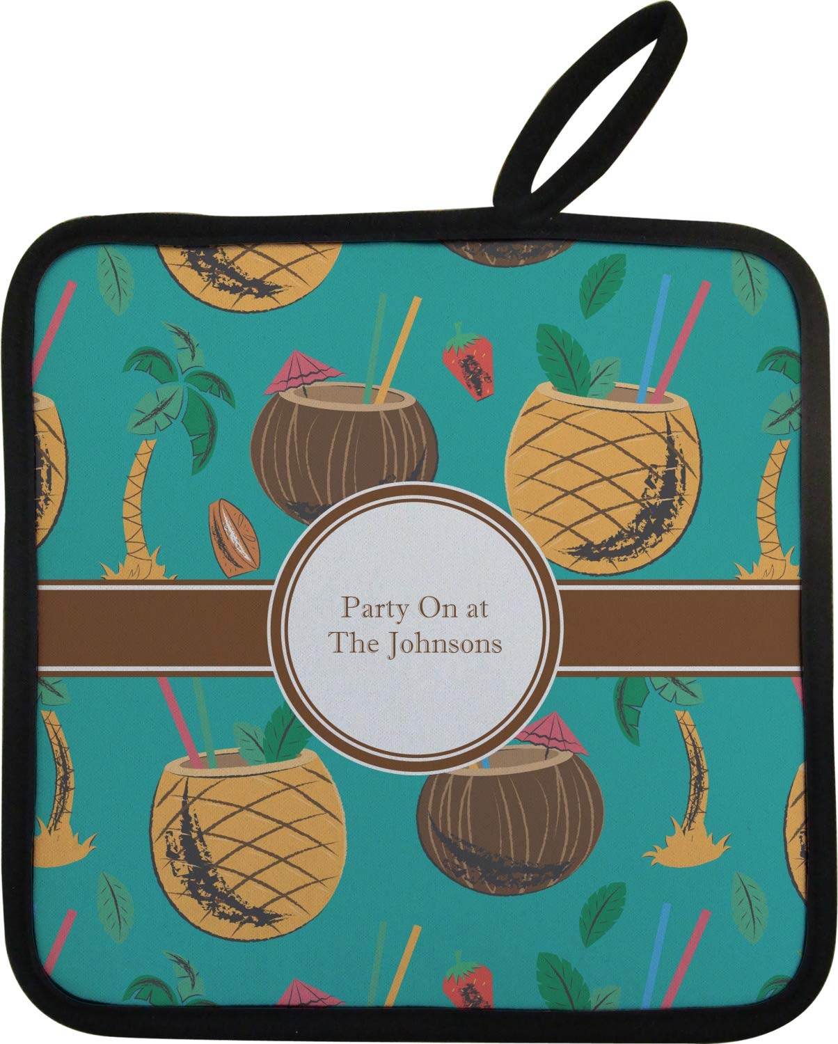 Personalized Coconut Drink Oven Mitt & Pot Holder Set with Custom Name or Text - Perfect for Kitchen, BBQ, and Housewarming Gifts