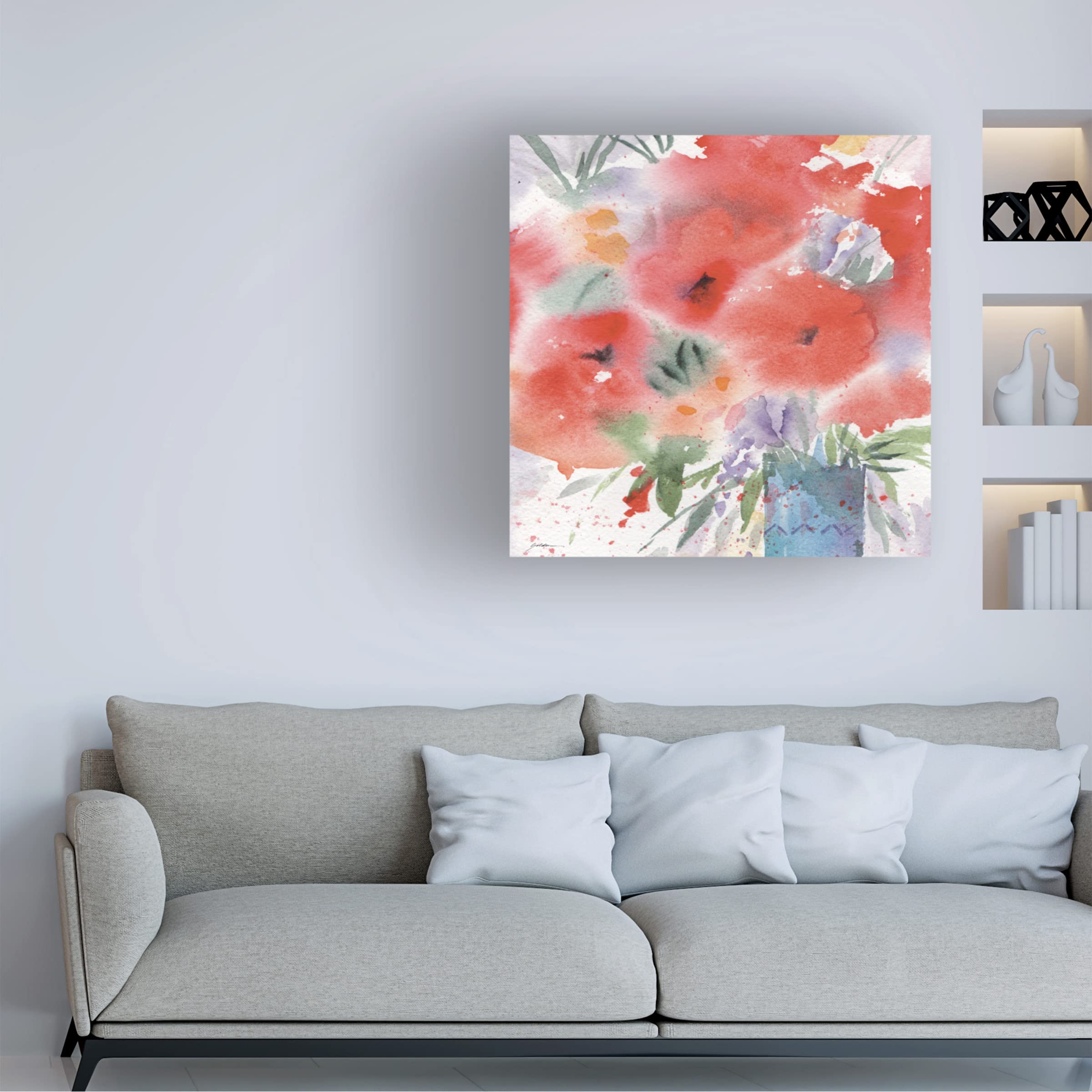 Sheila Golden 'Red Flowers Blossoming' Canvas Wall Art Print - Vibrant Floral Home Decor for Living Room, Bedroom & Office