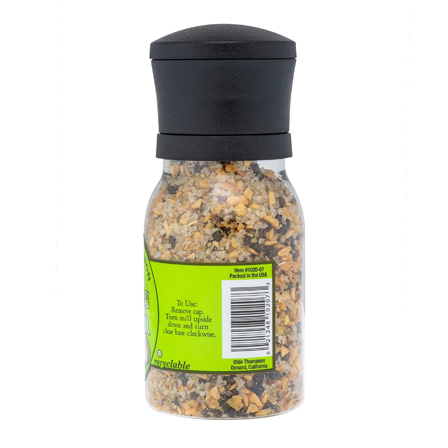 Olde Thompson Garlic Pepper Grinder - Premium Whole Black Pepper, Garlic & Sea Salt Blend, 7.3 oz - Perfect for Grilling, Seasoning Steaks & Enhancing Pasta Dishes