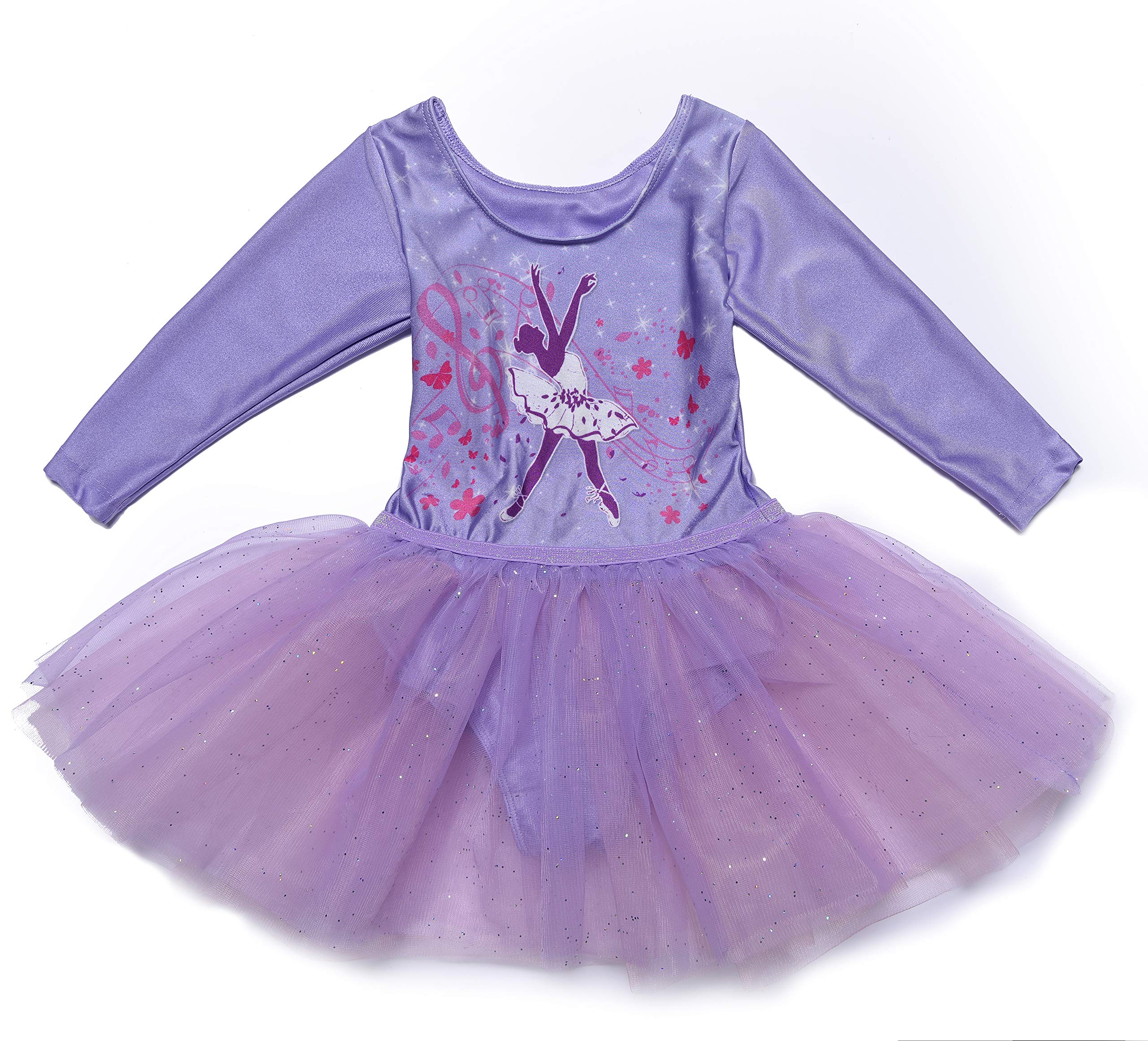 MOLLDAN Girls Long Sleeve Ballet Leotard with Crisscross Back Straps - Dancewear for Ballet, Jazz, Contemporary & Gymnastics - Perfect for Dance Class, Recitals & Performances