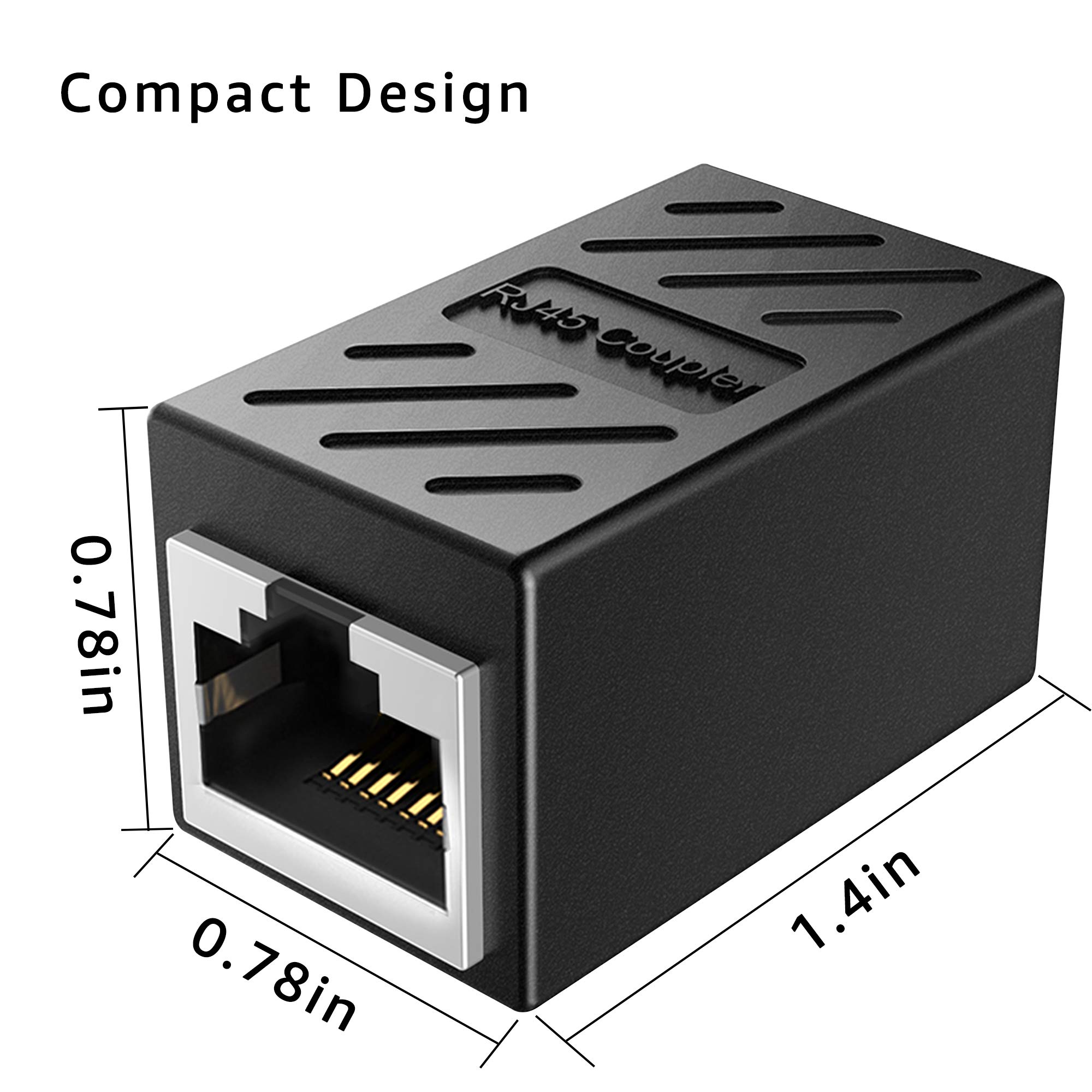 High-Speed DEFACE RJ45 Coupler 4-Pack - Cat8/Cat7/Cat6/Cat5e Female to Female Ethernet Adapter (Black) - Perfect for Home Office, Gaming & Network Extensions