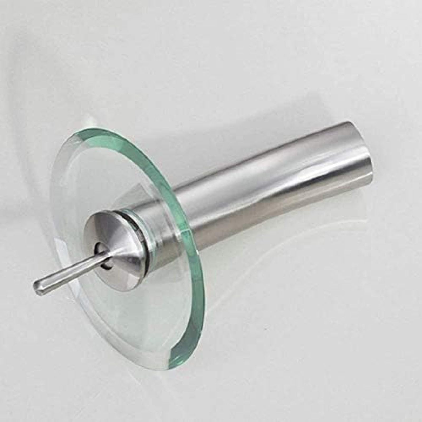 CRJUS Modern Waterfall Bathroom Sink Faucet - Chrome & Black Nickel Finish with Tempered Glass Spout - High Arc Mixer Tap for Vanity, Basin, and Washroom - Perfect for Contemporary Home & Hotel Decor