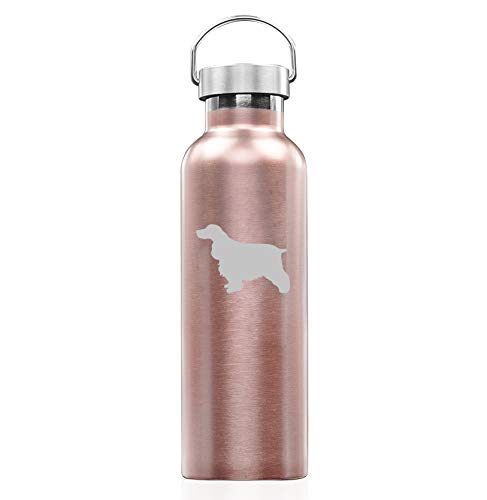 Rose Gold Double Wall Vacuum Insulated Stainless Steel Tumbler Travel Mug - 25oz Cocker Spaniel Themed Water Bottle for Coffee, Tea & Cold Drinks - Perfect for Office, Gym, Hiking & Outdoor Adventures