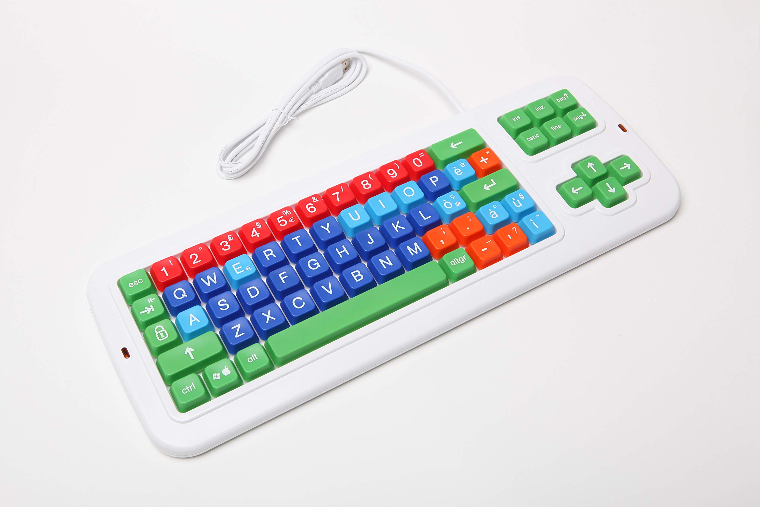 Clevy Color Coded Italian Keyboard with White Uppercase Letters - Computer Keyboard for Typing, Programming & Office Work (Model 102687) | Ideal for Students, Writers & IT Professionals